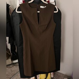 Commense Brown Double lined Sleeveless Sheath Dress